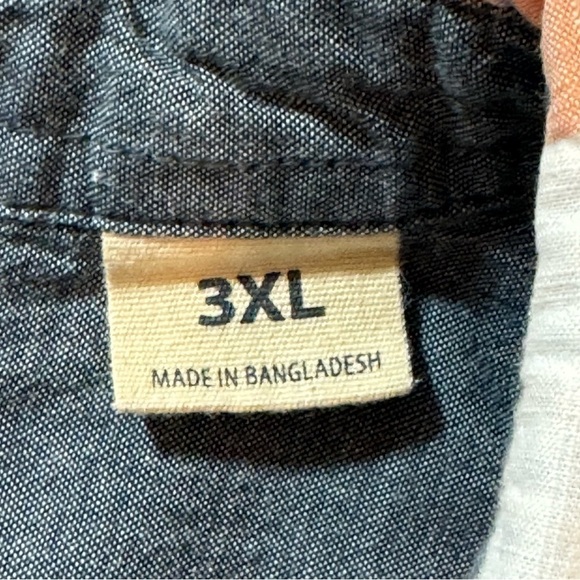 Red Head Shirt Short Sleeve Men's 3XL Orange Blue Madras Plaid Button Up - Picture 7 of 8